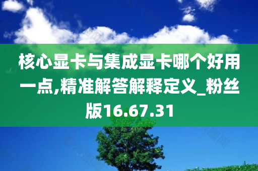 核心显卡与集成显卡哪个好用一点,精准解答解释定义_粉丝版16.67.31