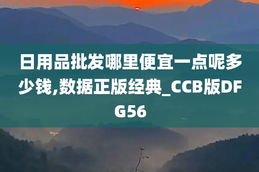 日用品批发哪里便宜一点呢多少钱,数据正版经典_CCB版DFG56