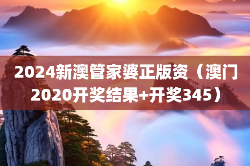 2024新澳管家婆正版资（澳门2020开奖结果+开奖345）