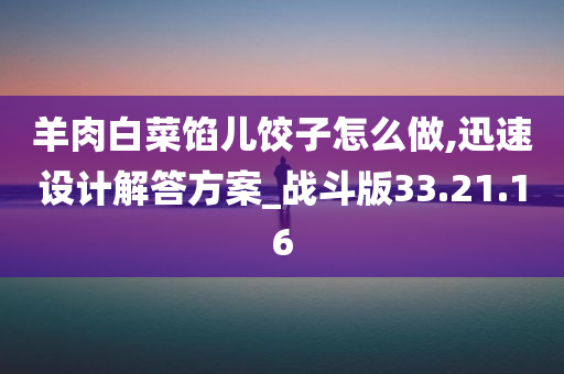 羊肉白菜馅儿饺子怎么做,迅速设计解答方案_战斗版33.21.16