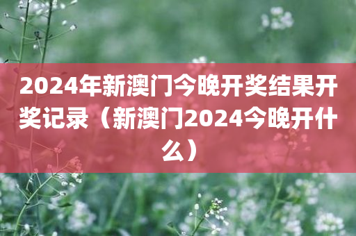 2024年新澳门今晚开奖结果开奖记录（新澳门2024今晚开什么）