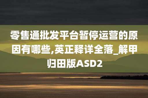 零售通批发平台暂停运营的原因有哪些,英正释详全落_解甲归田版ASD2