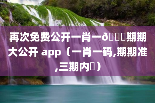 再次免费公开一肖一🐎期期大公开 app（一肖一码,期期准,三期内開）