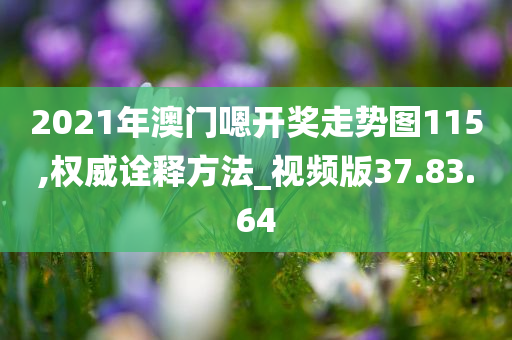 2021年澳门嗯开奖走势图115,权威诠释方法_视频版37.83.64