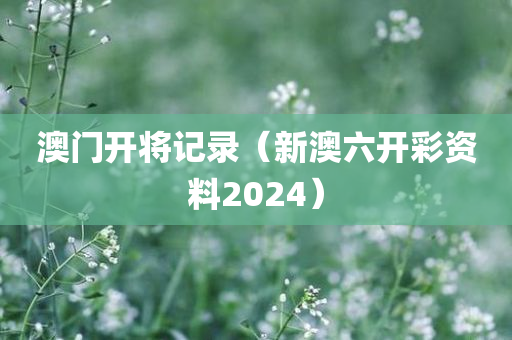 澳门开将记录（新澳六开彩资料2024）