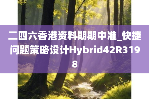 二四六香港资料期期中准_快捷问题策略设计Hybrid42R3198