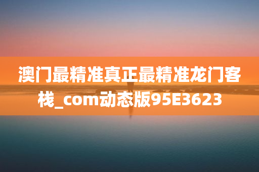 澳门最精准真正最精准龙门客栈_com动态版95E3623