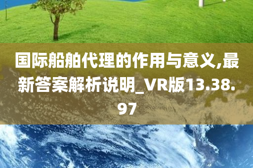 国际船舶代理的作用与意义,最新答案解析说明_VR版13.38.97