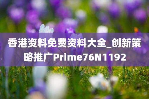 香港资料免费资料大全_创新策略推广Prime76N1192