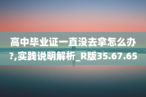 高中毕业证一直没去拿怎么办?,实践说明解析_R版35.67.65