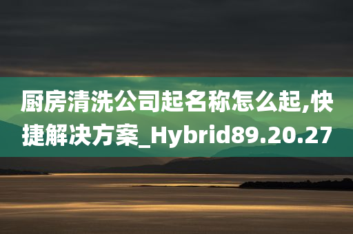 厨房清洗公司起名称怎么起,快捷解决方案_Hybrid89.20.27