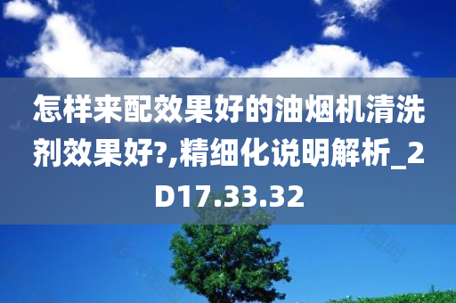 怎样来配效果好的油烟机清洗剂效果好?,精细化说明解析_2D17.33.32