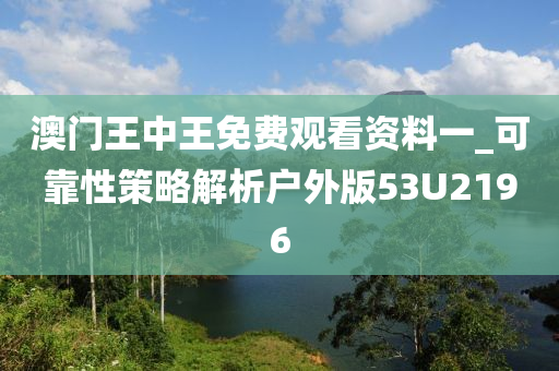 澳门王中王免费观看资料一_可靠性策略解析户外版53U2196