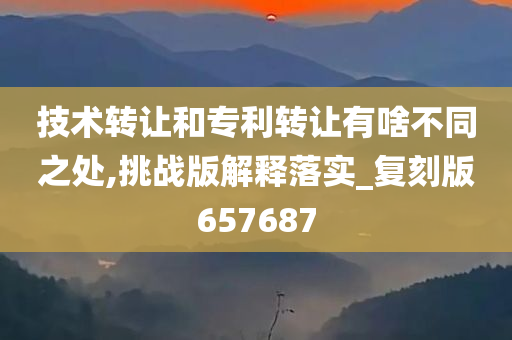 技术转让和专利转让有啥不同之处,挑战版解释落实_复刻版657687