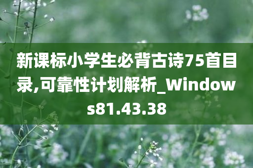 新课标小学生必背古诗75首目录,可靠性计划解析_Windows81.43.38