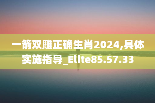 一箭双雕正确生肖2024,具体实施指导_Elite85.57.33