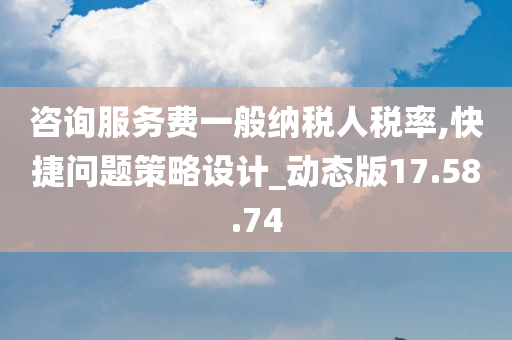 咨询服务费一般纳税人税率,快捷问题策略设计_动态版17.58.74