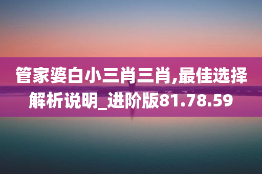 管家婆白小三肖三肖,最佳选择解析说明_进阶版81.78.59