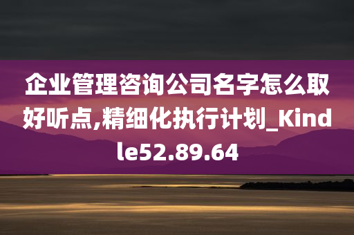 企业管理咨询公司名字怎么取好听点,精细化执行计划_Kindle52.89.64