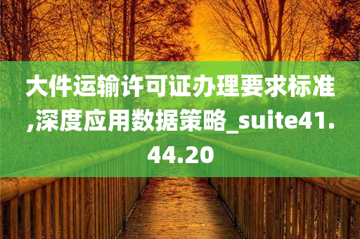 大件运输许可证办理要求标准,深度应用数据策略_suite41.44.20