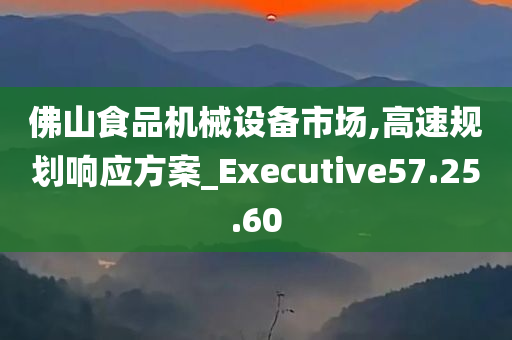 佛山食品机械设备市场,高速规划响应方案_Executive57.25.60