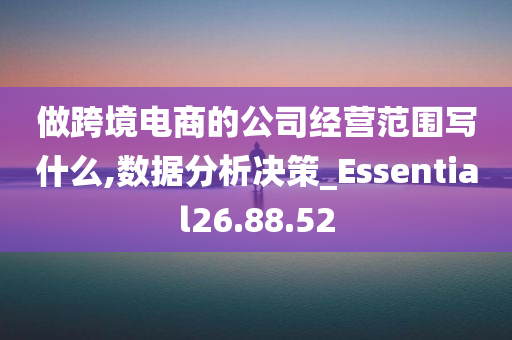 做跨境电商的公司经营范围写什么,数据分析决策_Essential26.88.52