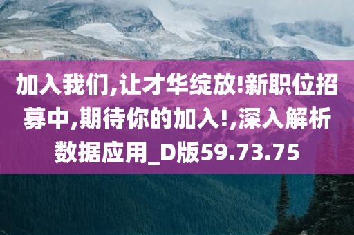 加入我们,让才华绽放!新职位招募中,期待你的加入!,深入解析数据应用_D版59.73.75