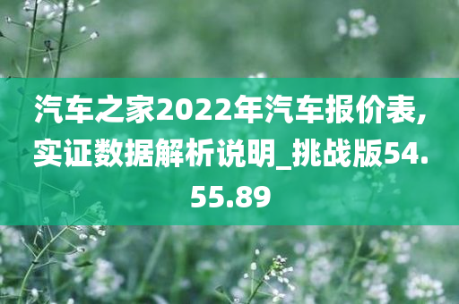 汽车之家2022年汽车报价表,实证数据解析说明_挑战版54.55.89