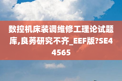 数控机床装调维修工理论试题库,良莠研究不齐_EEF版?SE44565