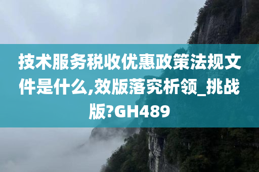 技术服务税收优惠政策法规文件是什么,效版落究析领_挑战版?GH489