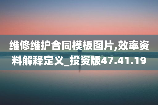 维修维护合同模板图片,效率资料解释定义_投资版47.41.19