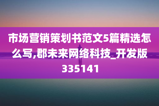 市场营销策划书范文5篇精选怎么写,郡未来网络科技_开发版335141