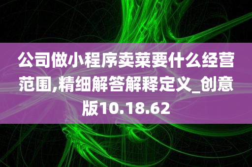 公司做小程序卖菜要什么经营范围,精细解答解释定义_创意版10.18.62