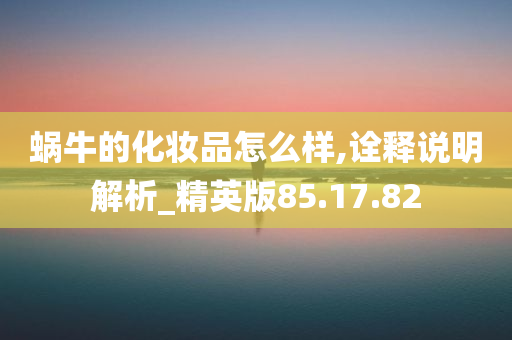 蜗牛的化妆品怎么样,诠释说明解析_精英版85.17.82