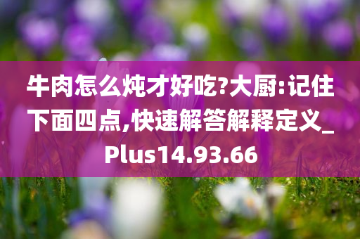 牛肉怎么炖才好吃?大厨:记住下面四点,快速解答解释定义_Plus14.93.66