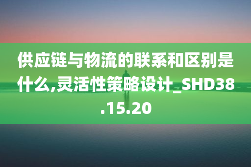 供应链与物流的联系和区别是什么,灵活性策略设计_SHD38.15.20