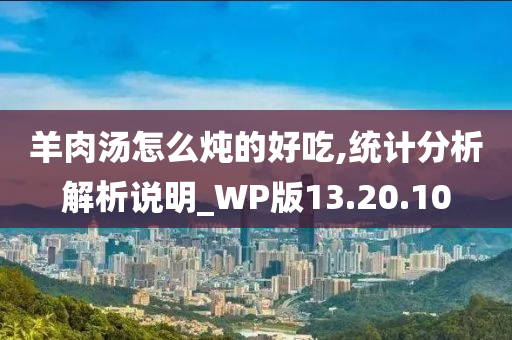 羊肉汤怎么炖的好吃,统计分析解析说明_WP版13.20.10