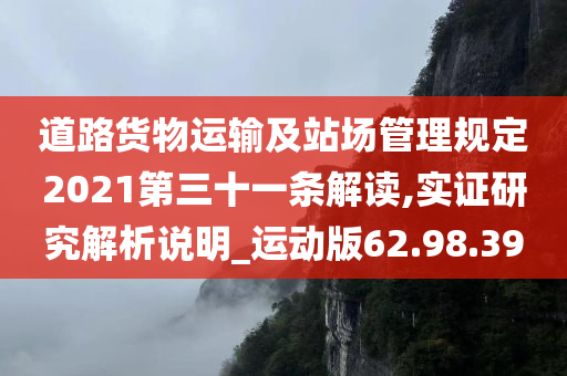 道路货物运输及站场管理规定2021第三十一条解读,实证研究解析说明_运动版62.98.39