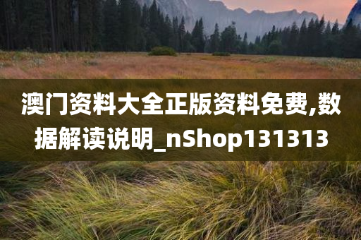 澳门资料大全正版资料免费,数据解读说明_nShop131313