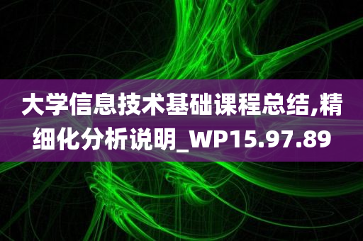 大学信息技术基础课程总结,精细化分析说明_WP15.97.89