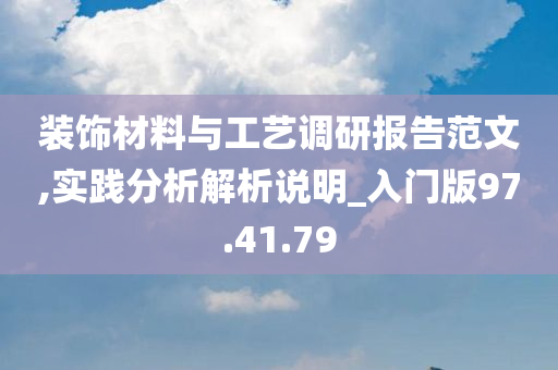 装饰材料与工艺调研报告范文,实践分析解析说明_入门版97.41.79