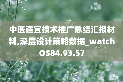 中医适宜技术推广总结汇报材料,深层设计策略数据_watchOS84.93.57