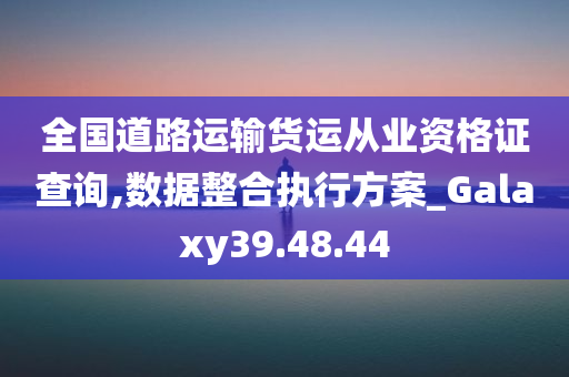 全国道路运输货运从业资格证查询,数据整合执行方案_Galaxy39.48.44