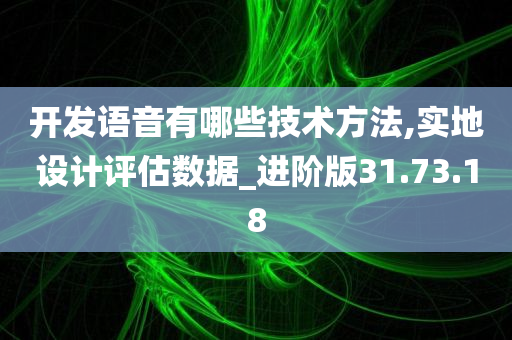 开发语音有哪些技术方法,实地设计评估数据_进阶版31.73.18