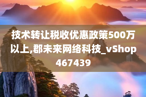 技术转让税收优惠政策500万以上,郡未来网络科技_vShop467439