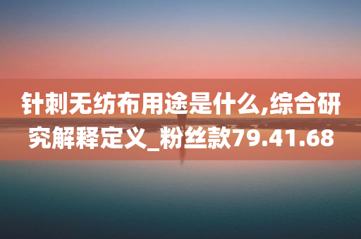 针刺无纺布用途是什么,综合研究解释定义_粉丝款79.41.68