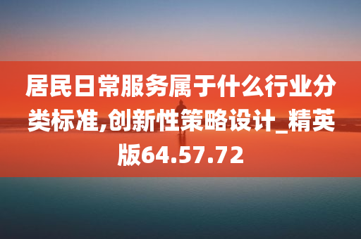 居民日常服务属于什么行业分类标准,创新性策略设计_精英版64.57.72