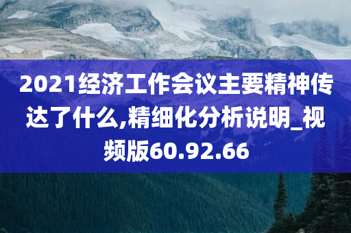 2021经济工作会议主要精神传达了什么,精细化分析说明_视频版60.92.66