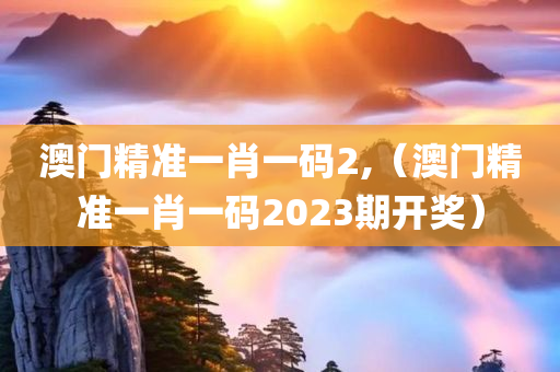 澳门精准一肖一码2,（澳门精准一肖一码2023期开奖）