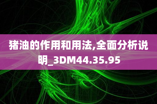 猪油的作用和用法,全面分析说明_3DM44.35.95